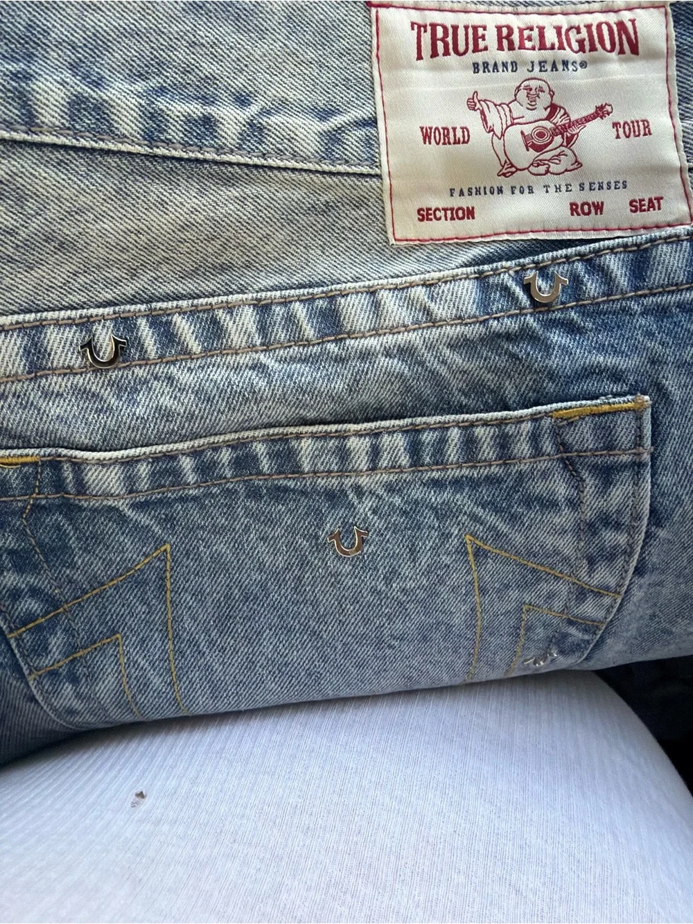 True Religion Men's Faded Blue Straight Jeans